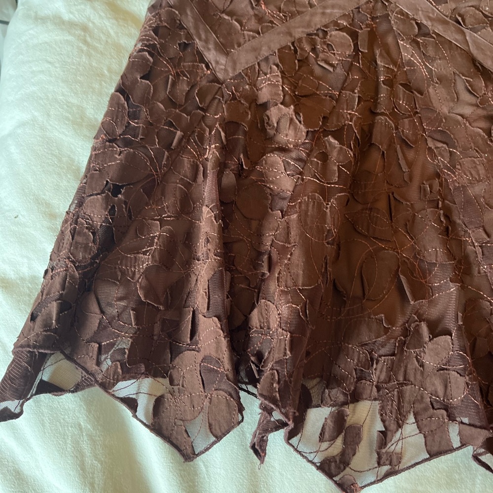 Vintage Chocolate Brown Lace Midi Skirt - Picture 4 of 6